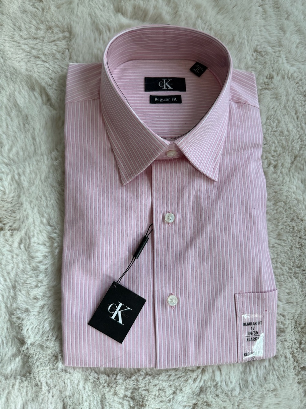 Calvin Klein Pink Striped Dress Shirt - Regular Fit